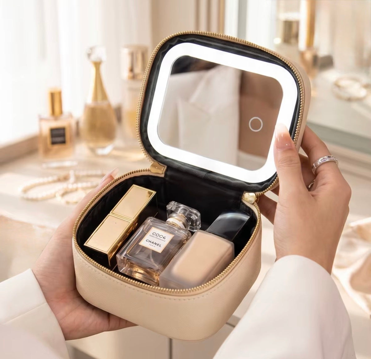 Mini Makeup Bag with LED Mirror