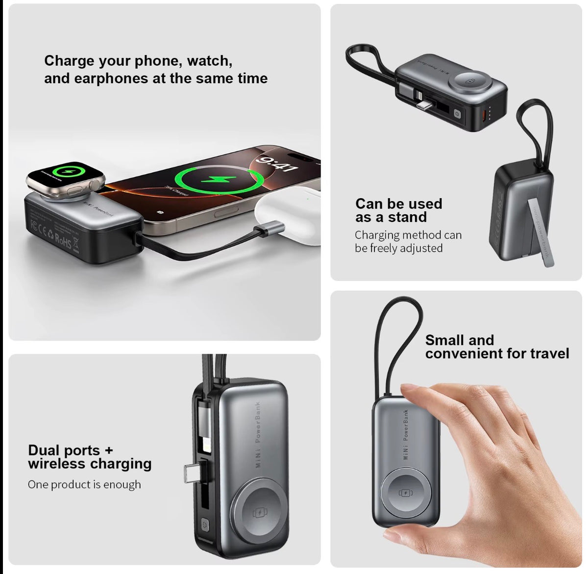 3 în 1 Wireless Power Bank 5000 mAh