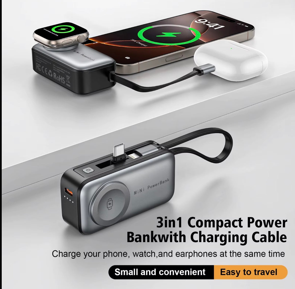 3 în 1 Wireless Power Bank 5000 mAh